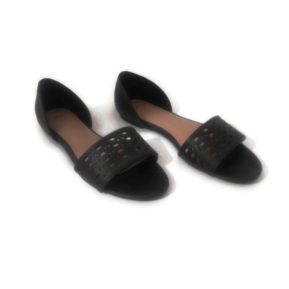 CATO Black Open-Toe Flats Size 9 - Picture 2 of 5